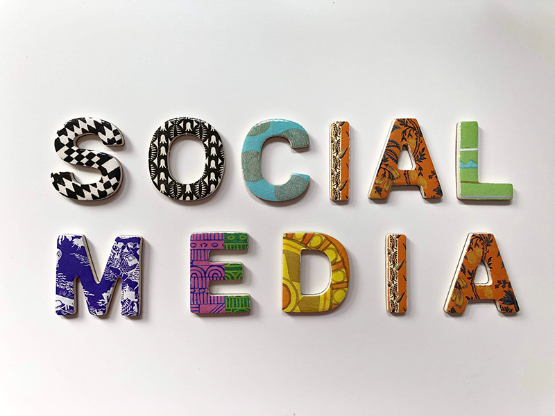 Assorted color social media signage