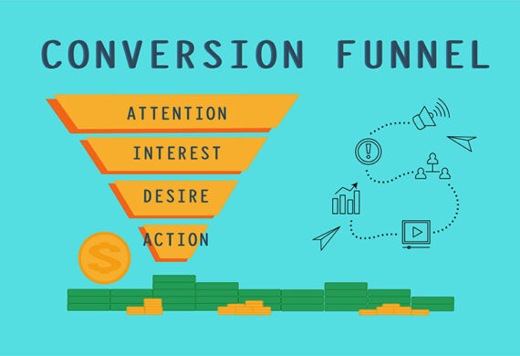 conversion funnel and sales process illustration concept