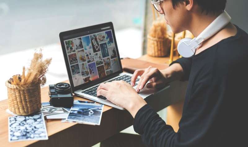 Asian Guy Sit Work Photo Camera Laptop